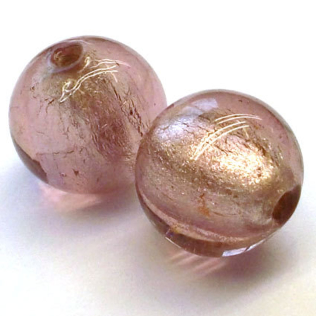 Chinese Lampwork Bead (12mm): Light amethyst with silver foil image 0