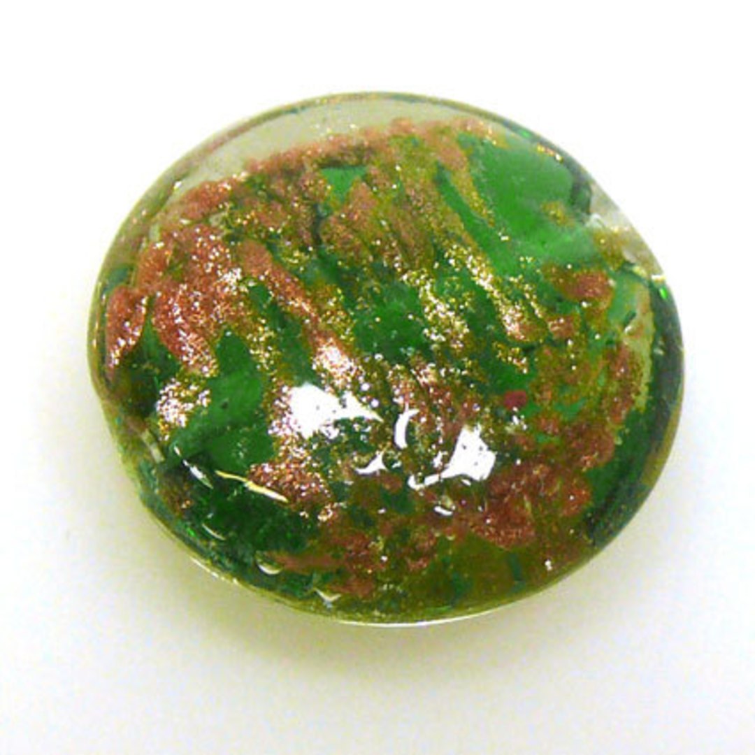 Chinese Lampwork Cushion (20mm): Transparent Green with gold markings image 0
