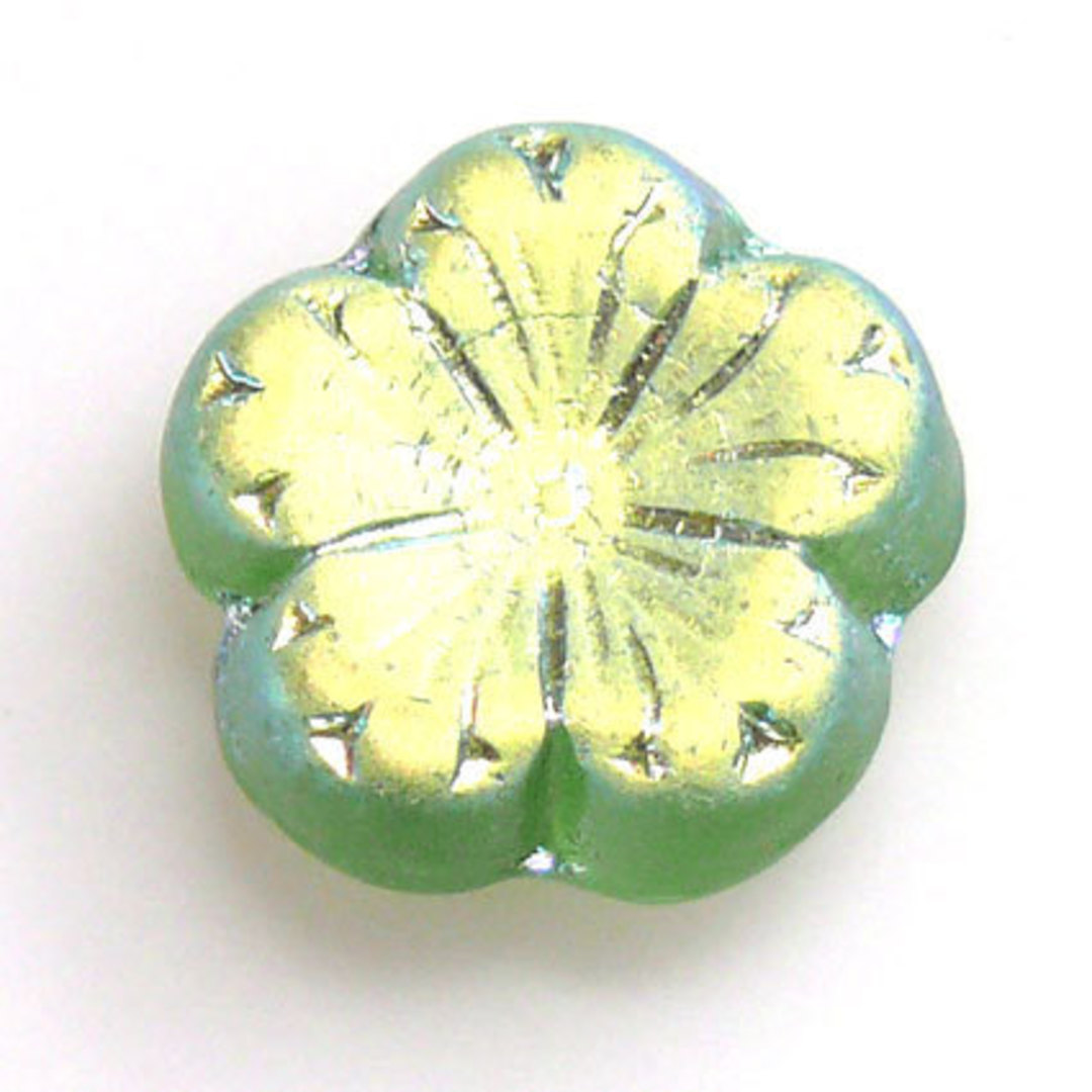 Jube Flower, 17mm - Peridot, frosted AB image 0