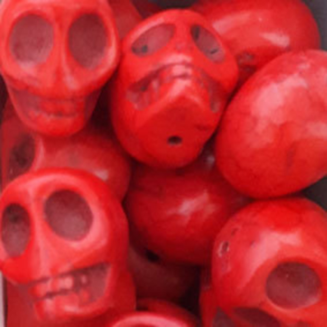 Howlite Skull: Large - Red image 0