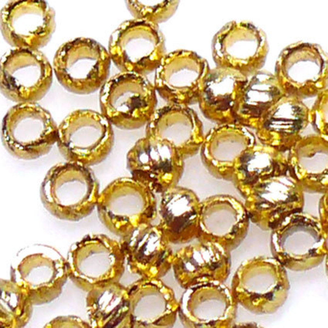 2.5mm Ridged Crimp Bead: Gold image 0