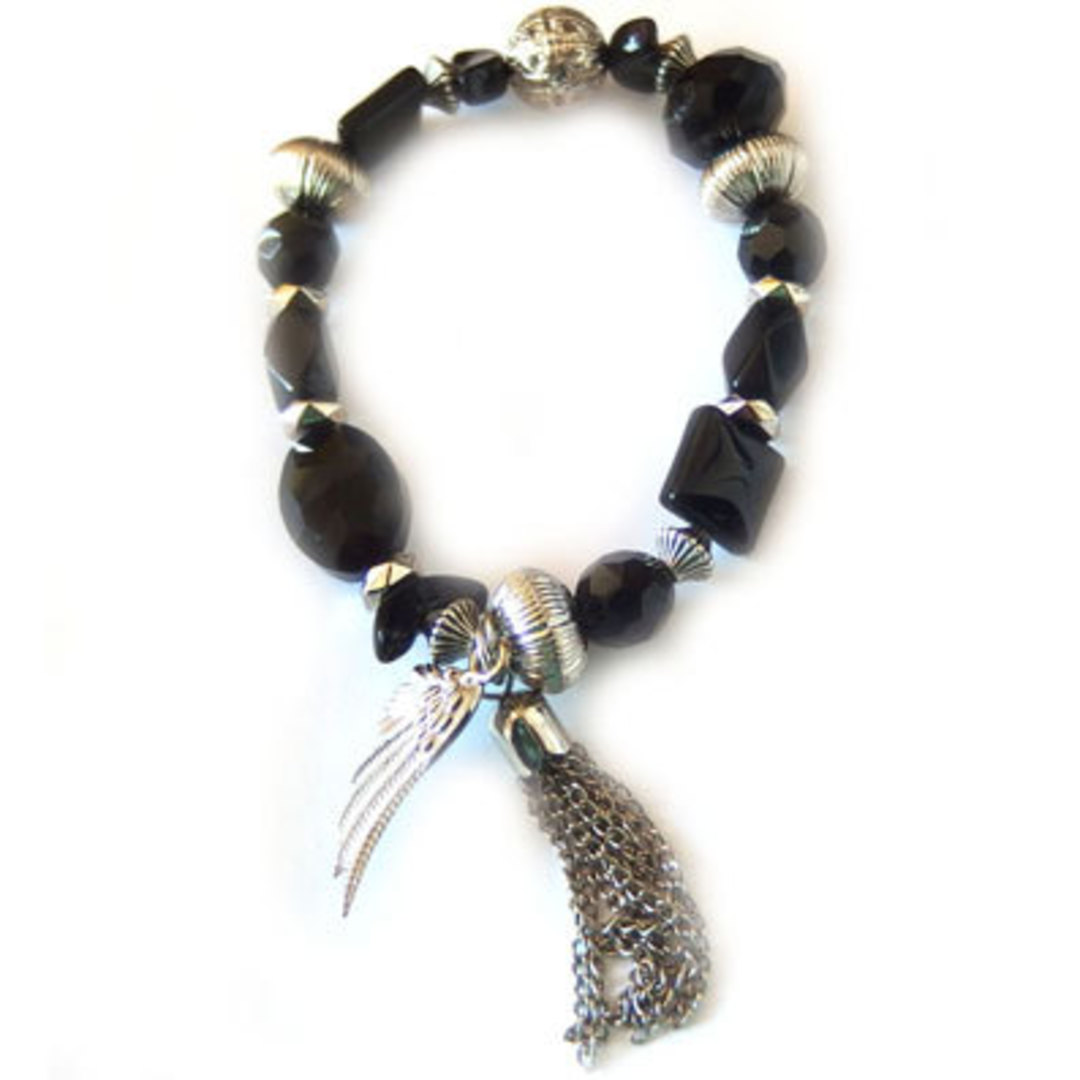 Eclectia Bracelet KIT: Black and silver with tassel image 0