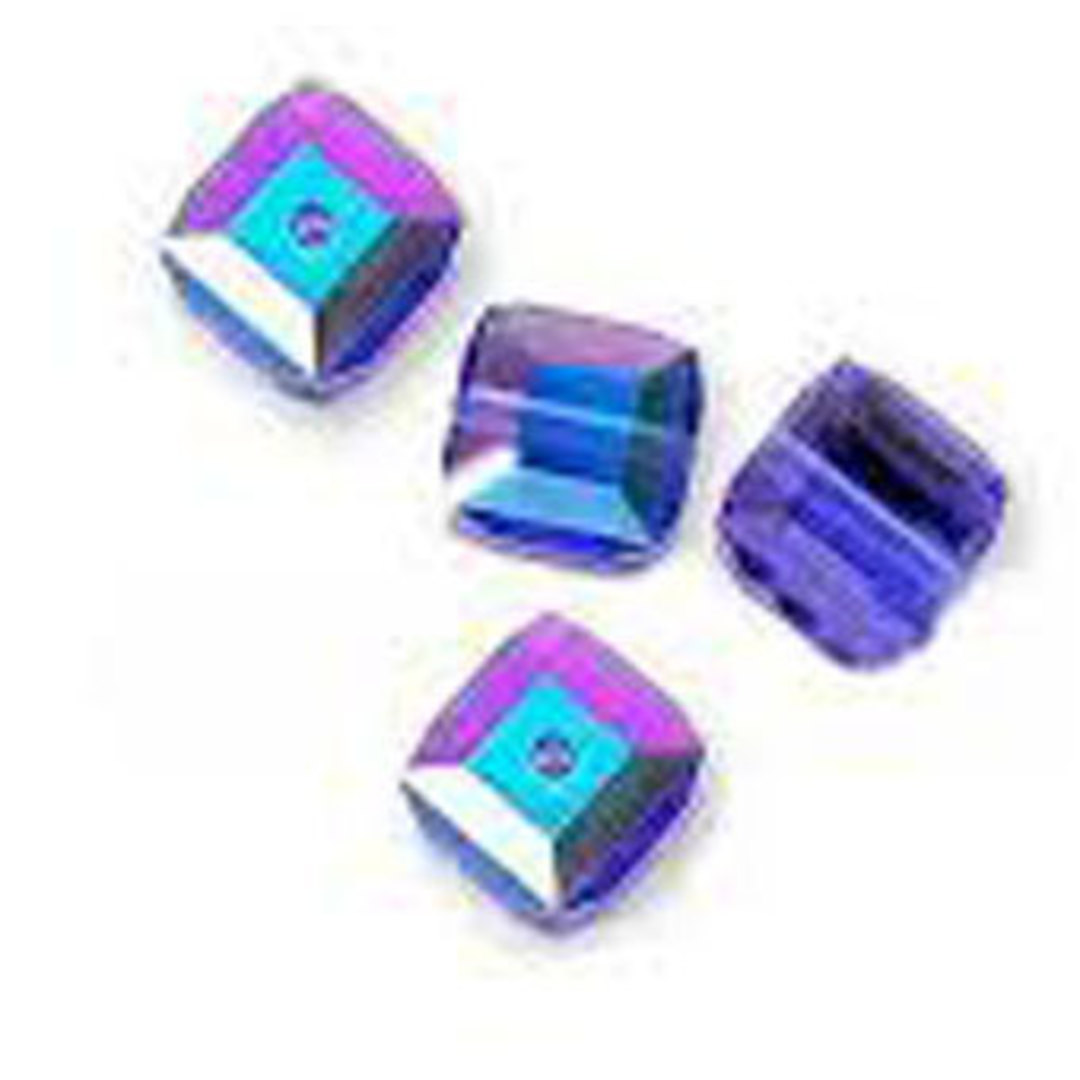 4mm Swarovski Crystal Cube, Sapphire AB image 0