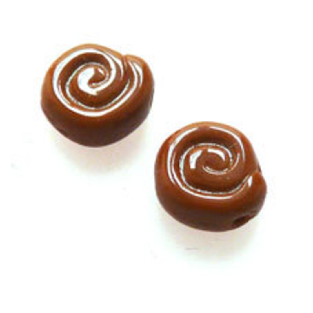 Glass Snail Shell Bead, 8mm - Opaque Brown image 0