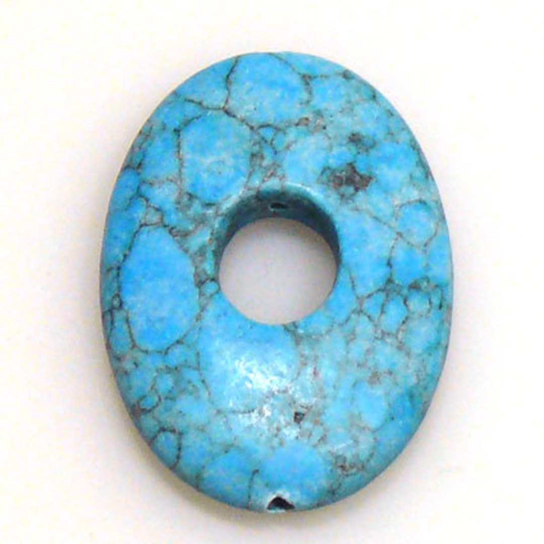 Blue Howlite, oval donut, 35mm x 25mm image 0