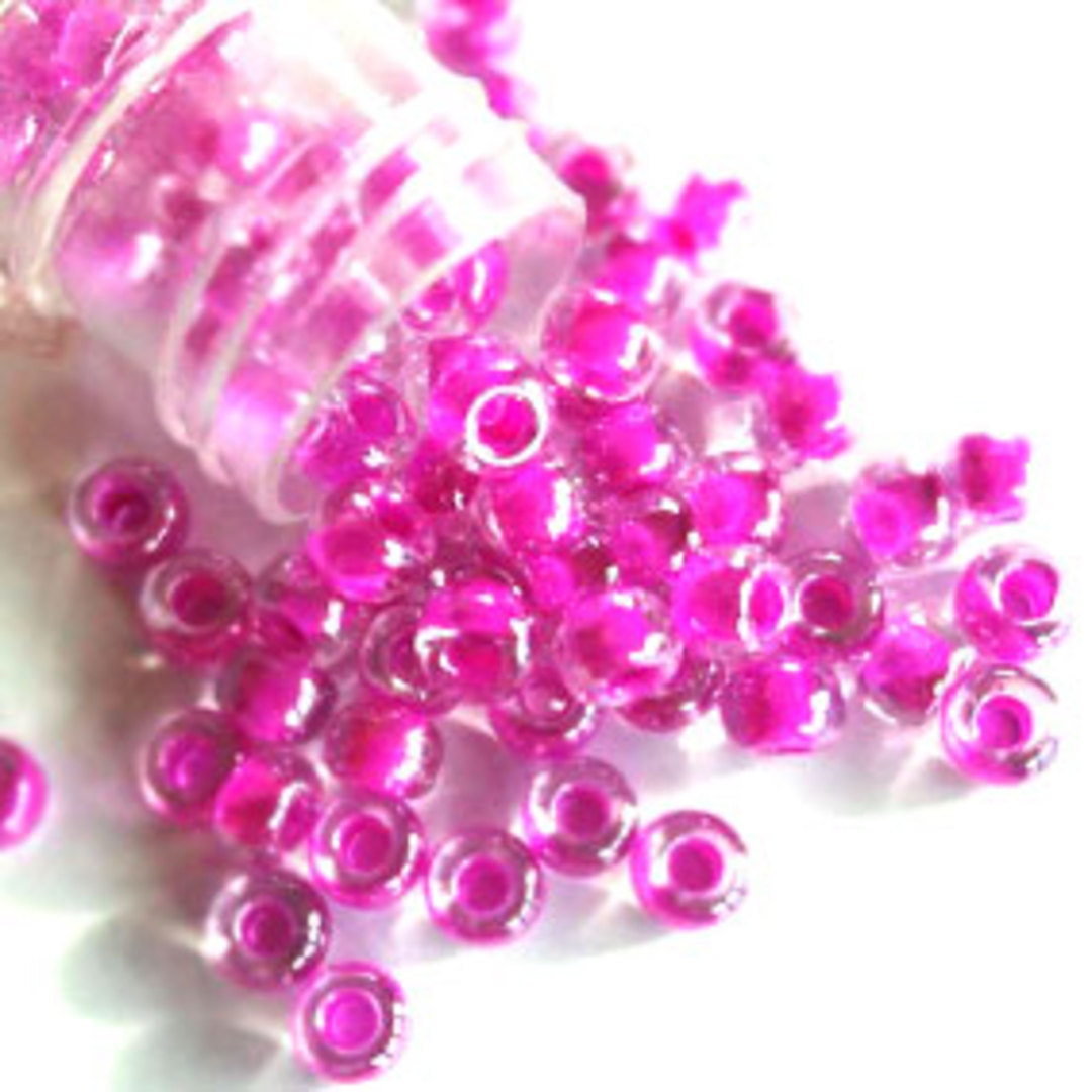 Miyuki size 6 round: 209 - Pink lined Crystal (7 grams) image 0