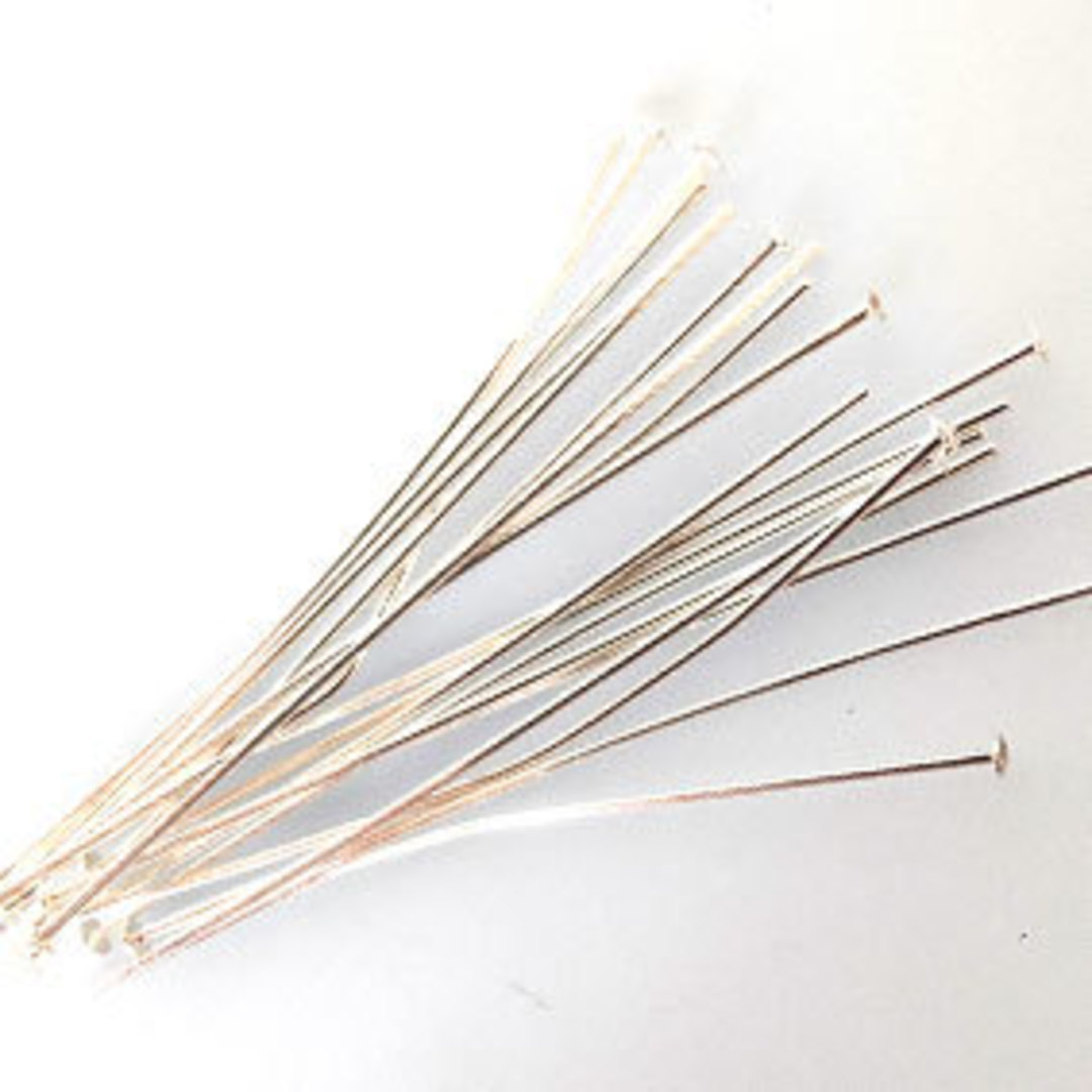 Medium (50mm) Headpin (24g) - Bright Silver plate (good for pearls) image 0