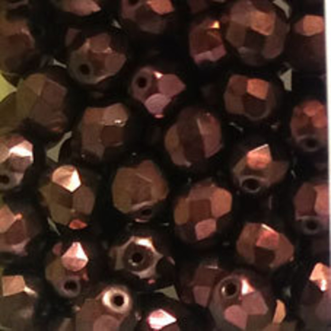 Czech Firepolished Facet: 8mm - Satin Copper (coated) image 0