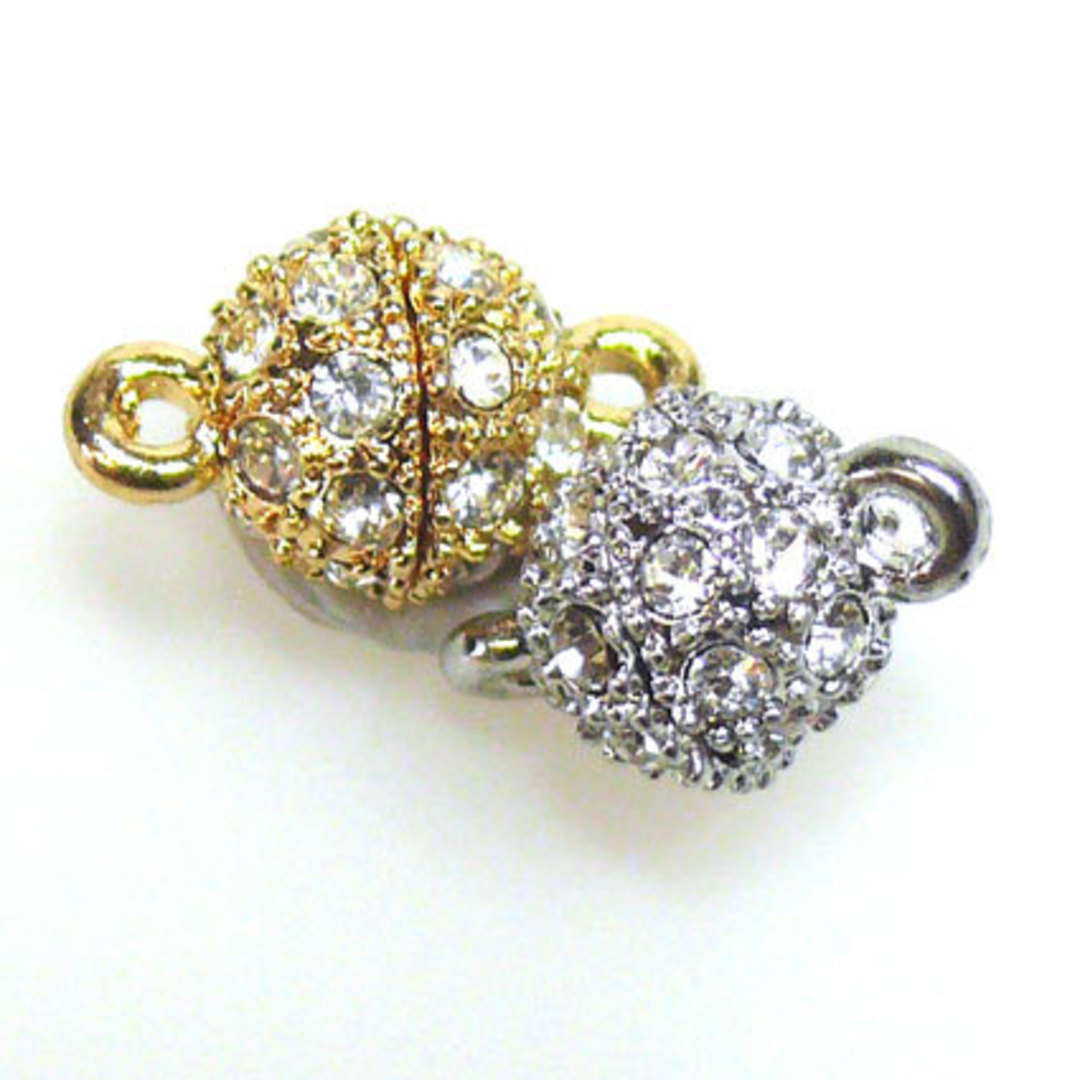 8mm Magnetic Clasp, set with diamantes - gold plate image 0