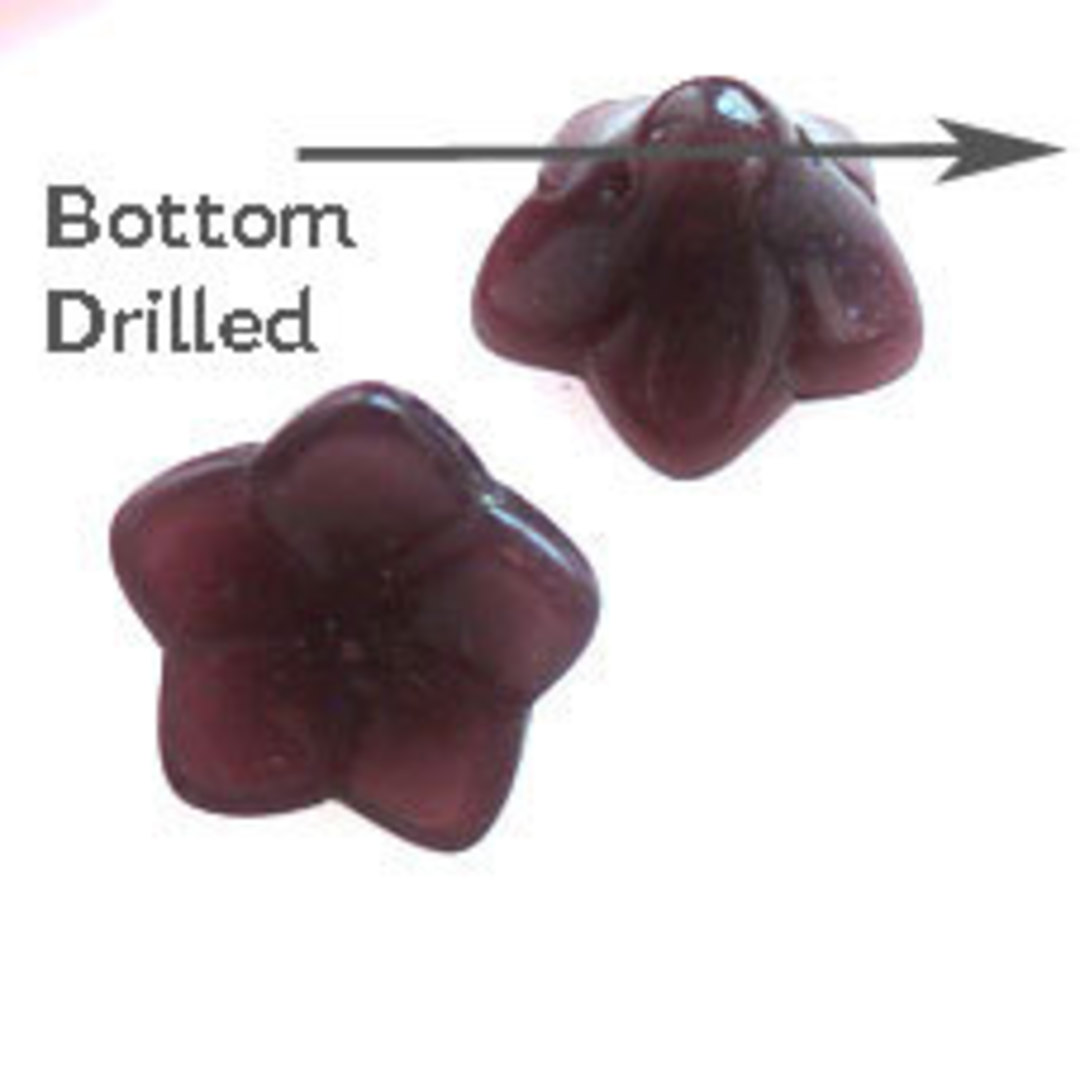 Glass Flower, 12mm,  bottom drilled - Murky Opaque Purple image 0