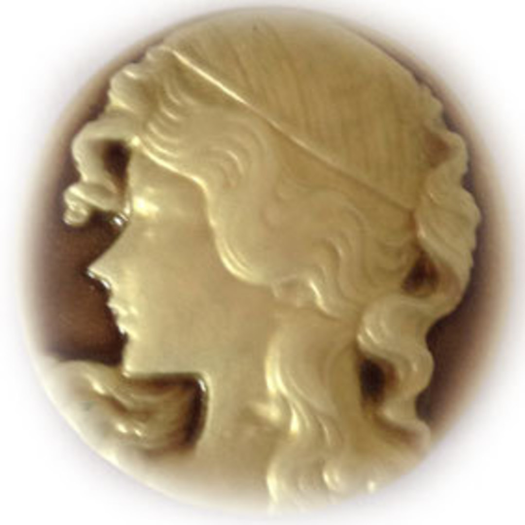 Cameo Cabochon: Brown and ivory 30mm round, Greek style female head image 0