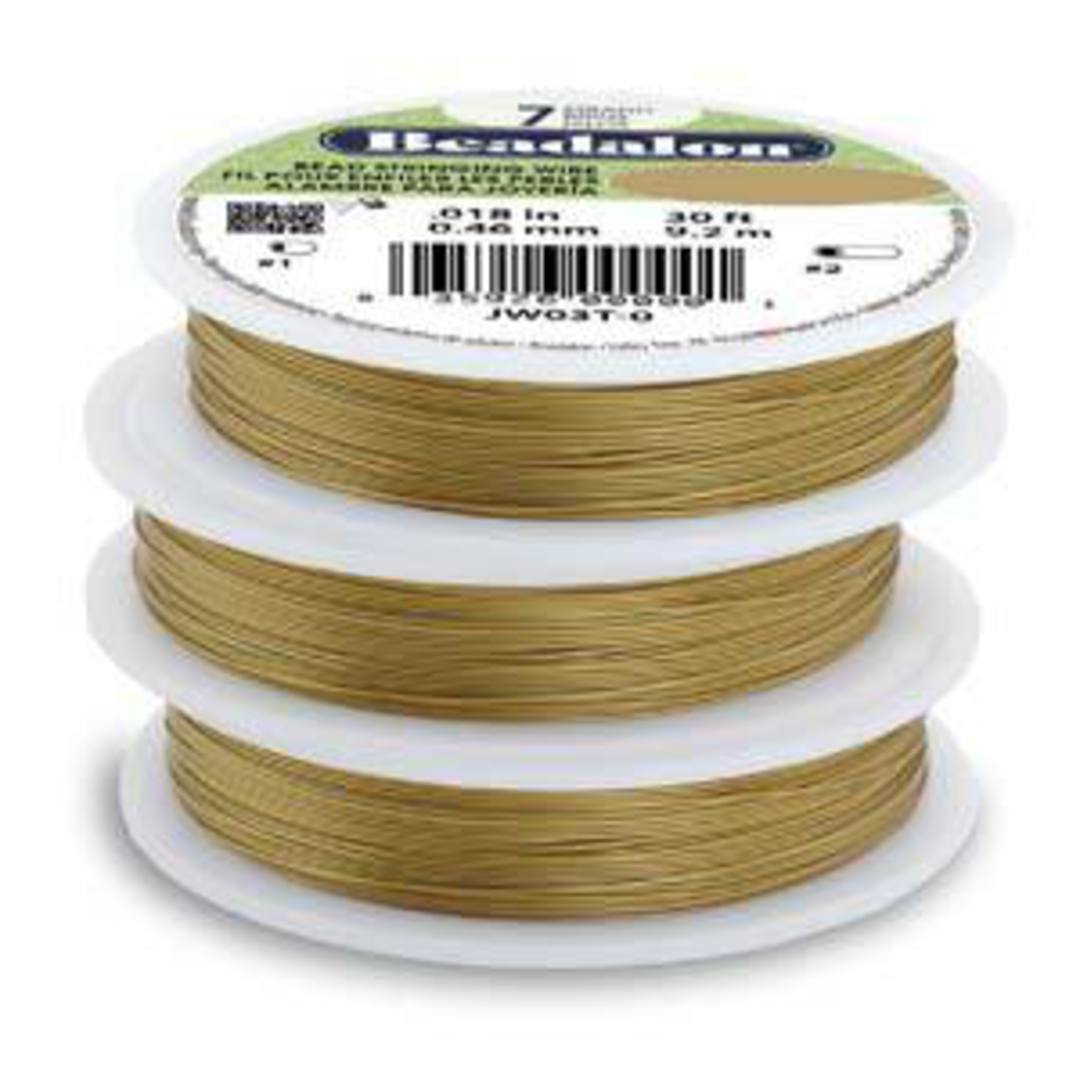 Beadalon 7 strand flexible wire SATIN GOLD: Med (.018) image 0