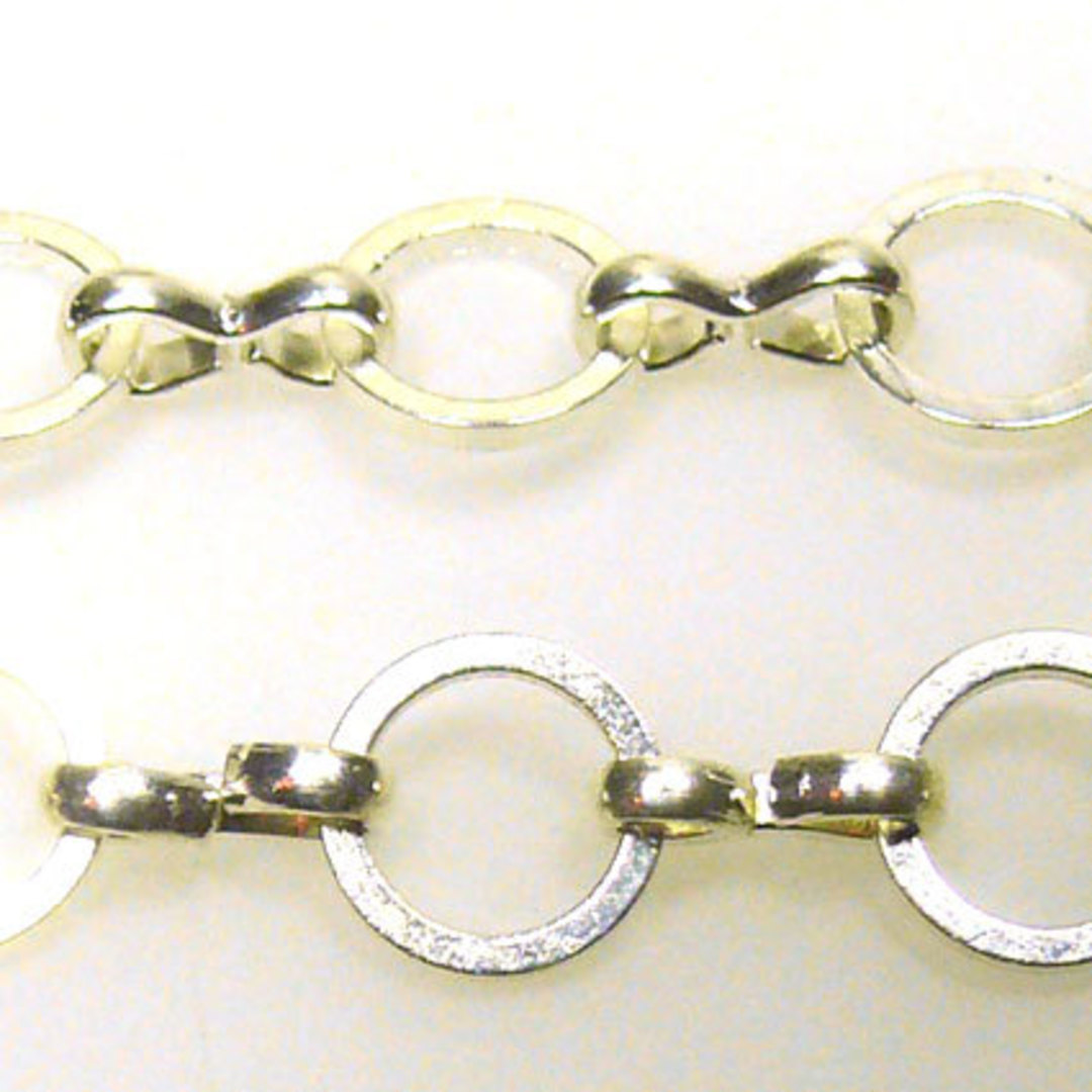 TARNISHED CHAIN: 8mm rounds, figure 8 links, Bright Silver (nickel free) image 0