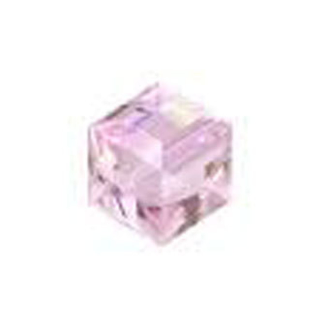 6mm Swarovski Crystal Cube, Rosaline AB image 0