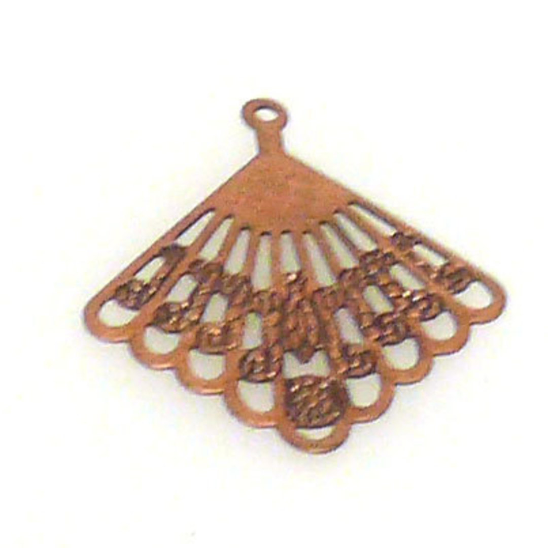 Metal Charm: Open fan - copper image 0