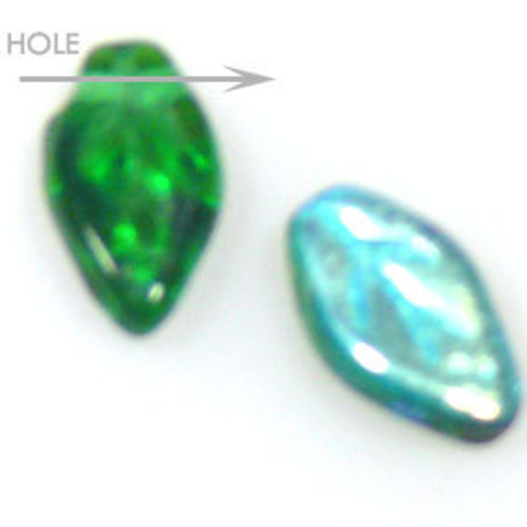 Glass Fine Curved Leaf, 6mm x 10mm - Emerald AB image 0