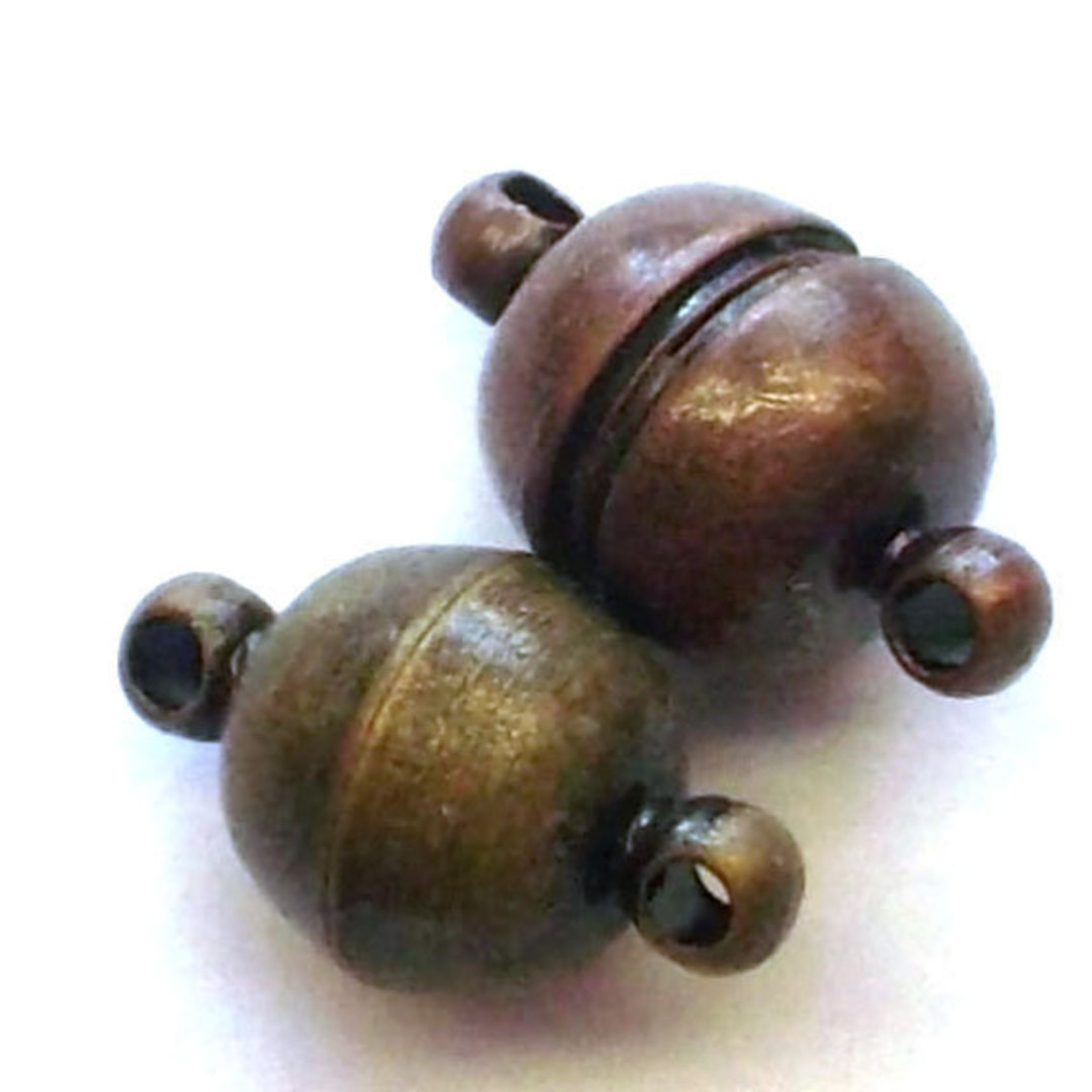 9mm x 8mm Magnetic clasp: plain ball - antique brass image 1