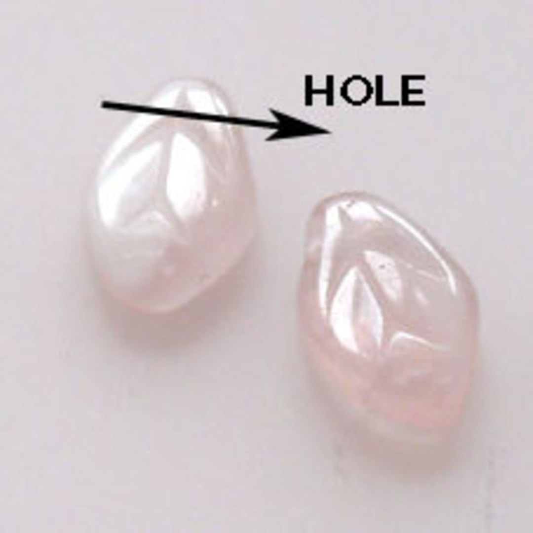 Flat Leaf, 7mm x 12mm - Pink/Clear opaque image 0
