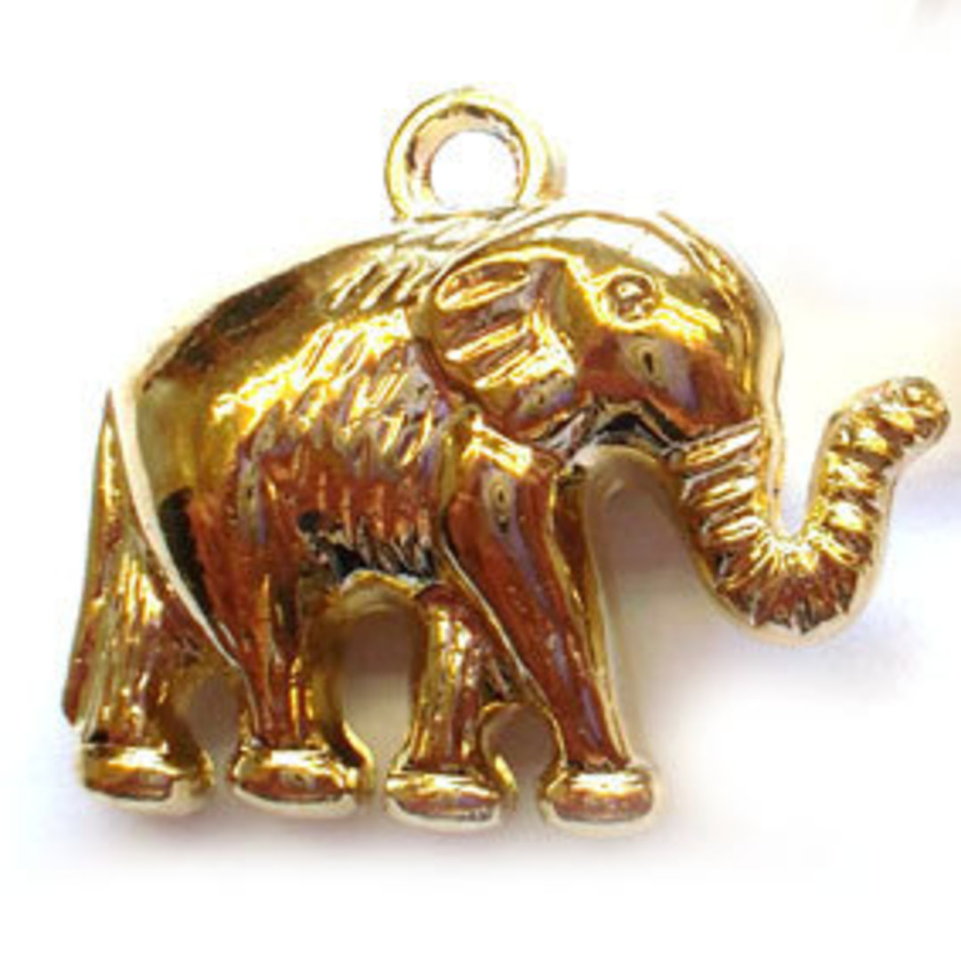CLEARANCE Acrylic Charm 50: Elephant (24mm x 27mm) - gold image 0