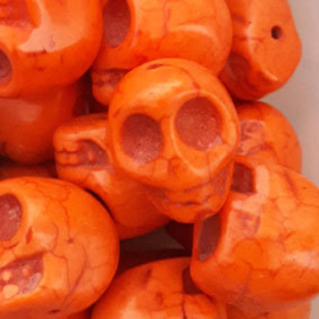 Howlite Skull: Large - Light Orange image 0