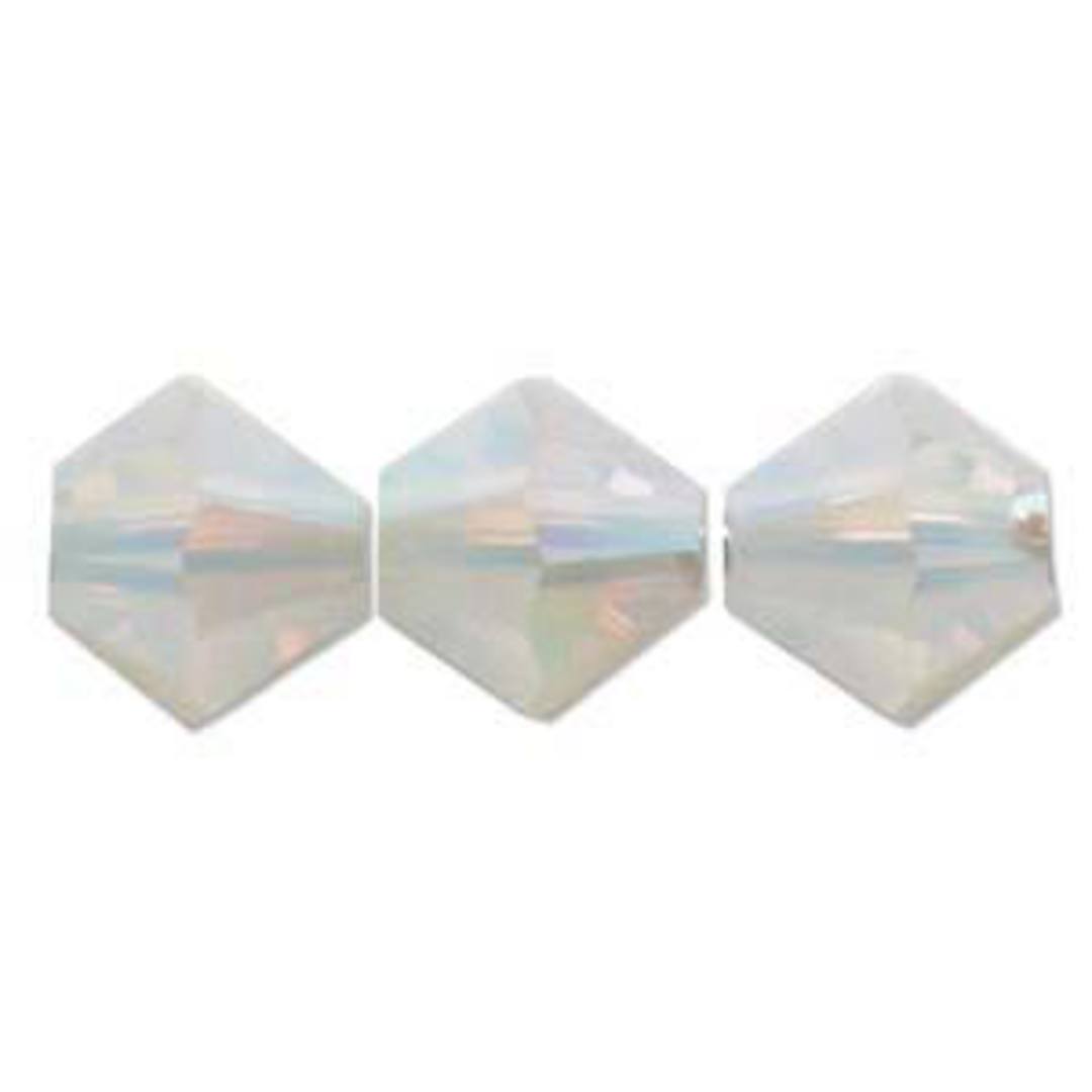 6mm Swarovski Crystal Bicone, White Opal 2 x AB image 0
