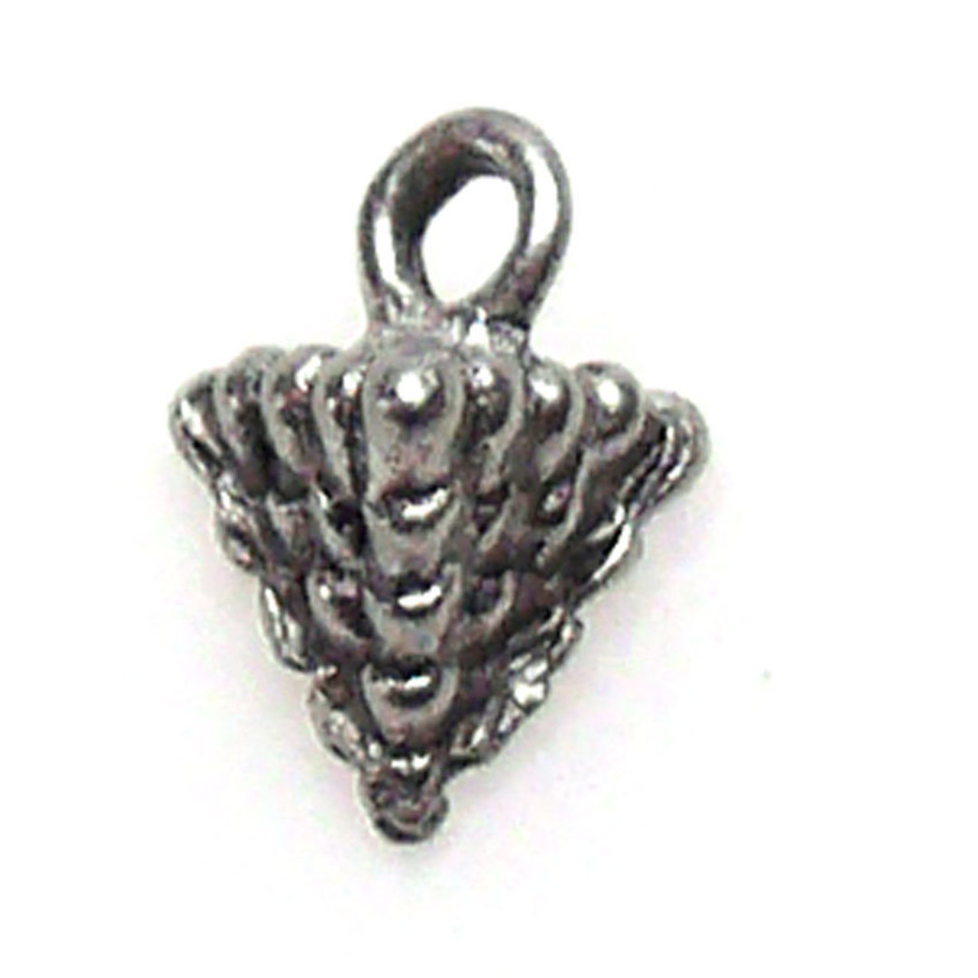 Metal Charm 27: Pyramid dot drop (8mm x 10mm) - antique silver image 0