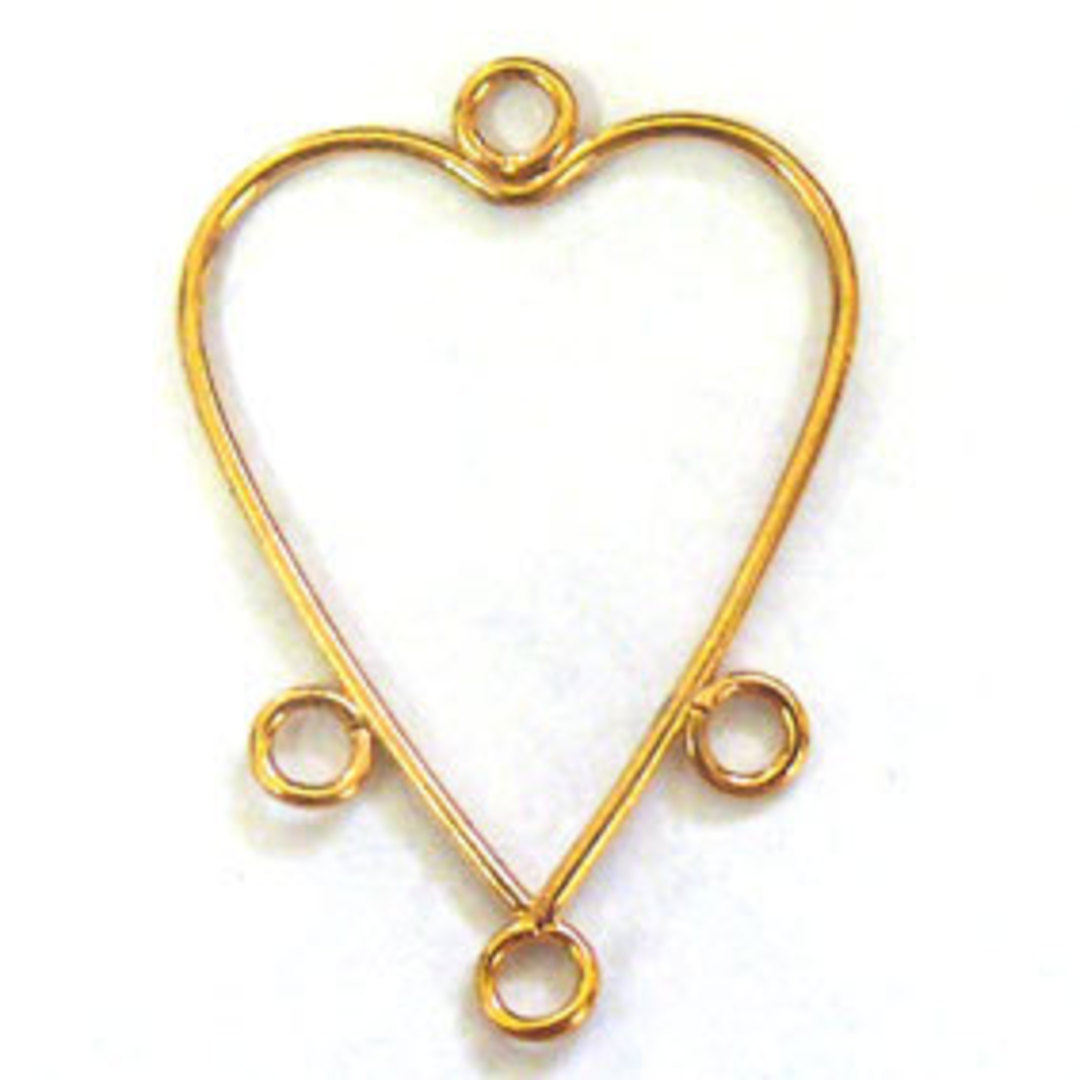 Gold Chandelier Top, plain long heart, 3 loops image 0