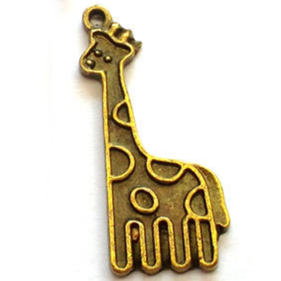 Metal Charm 34: Giraffe (12mm x 30mm)  - brass image 0