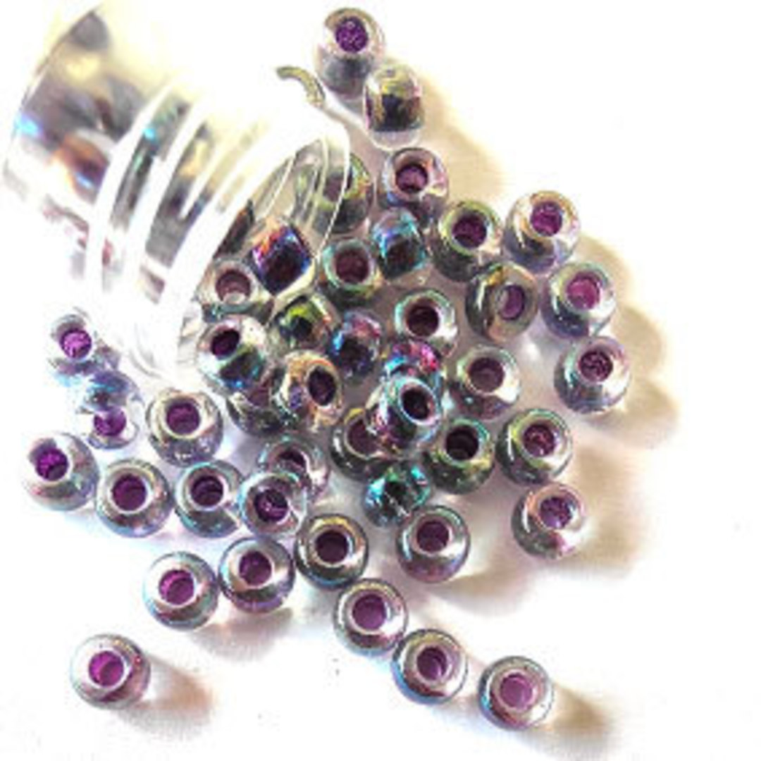 NEW! Miyuki size 6 round: 274 - Purple Iris lined Crystal AB (7 grams) image 0