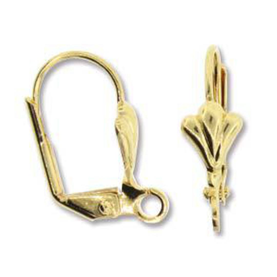 Fleur-de-lis Leverback Earring: Gold tone, nickle free image 0