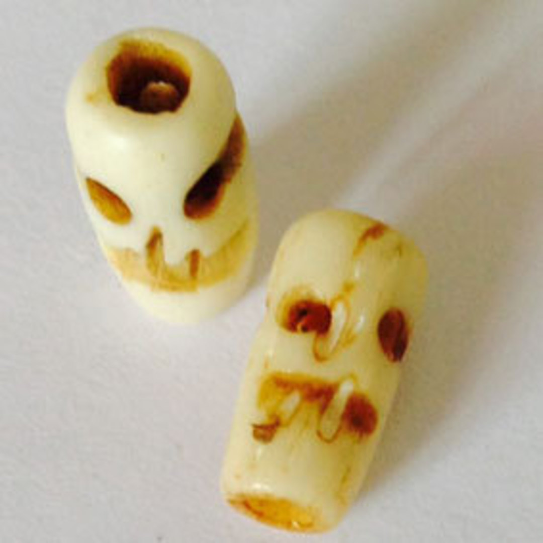 Bone Bead: Skull tube 12mm x 5mm image 0