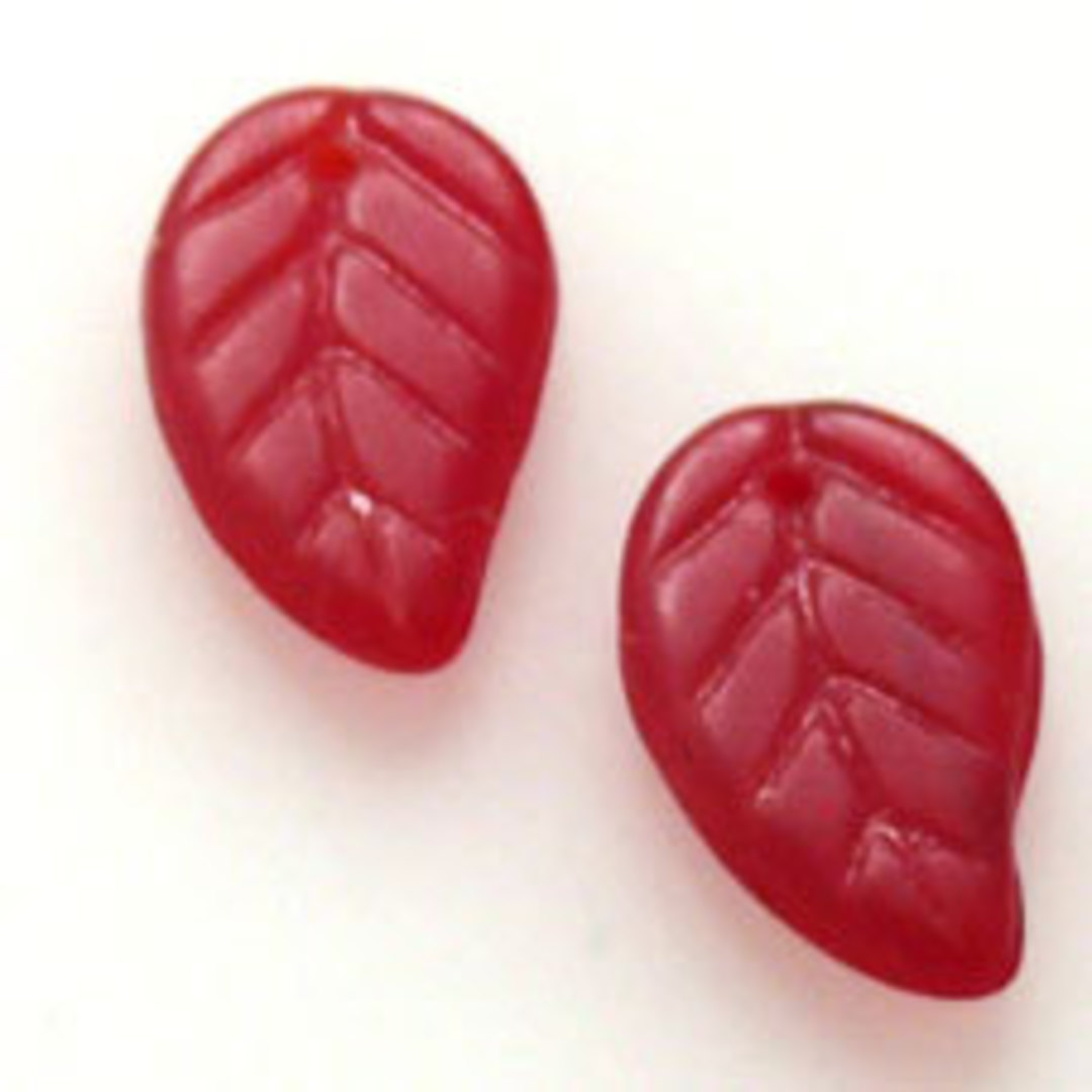 Glass Flat Leaf, 9mm x 14mm - Red opaque image 0