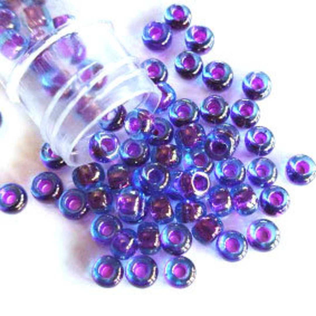NEW! Miyuki size 6 round: 352 -  Purple Lined Crystal AB (7 grams) image 0