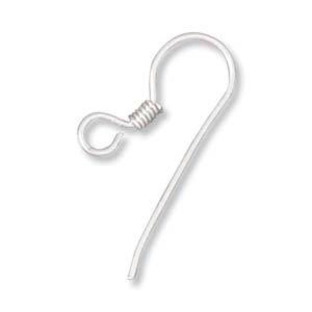 22 mm Sterling Silver Earring Hook: rounded wire, coil detail image 0