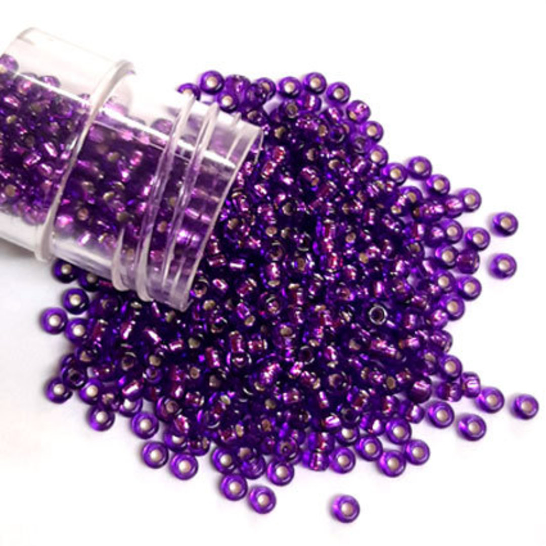 NEW! Miyuki size 11 round: 27 - Bright Purple, silver lined image 0