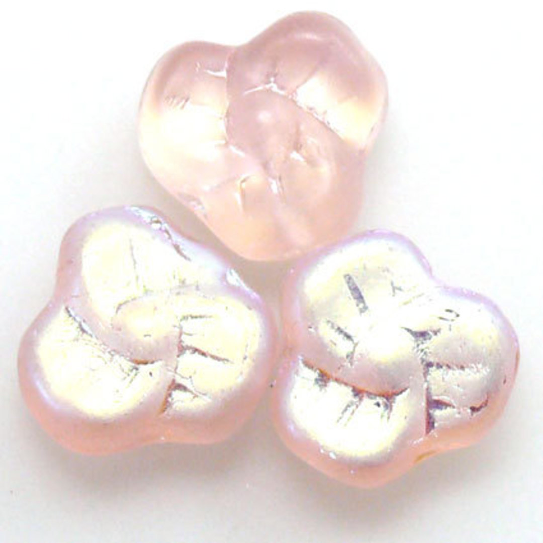 Tri Flower, 9mm - Pink, frosted AB image 0
