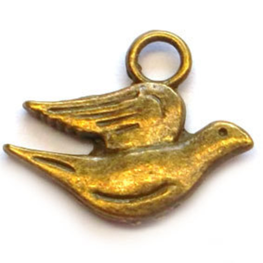 Metal Charm: Dove - brass image 0