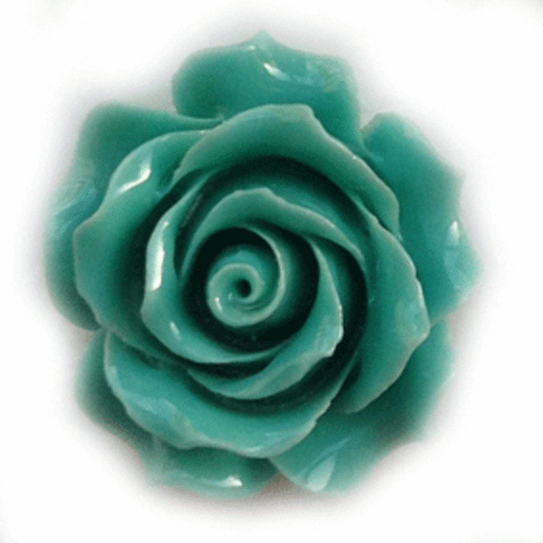 Acrylic Open Rose, large - 36mm, aqua green image 0