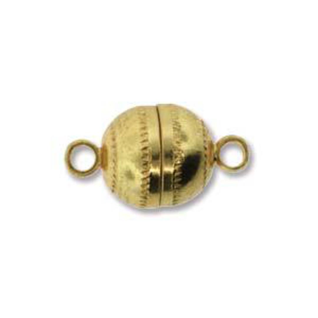 9mm x 8mm Magnetic clasp: patterned ball - gold plate image 0