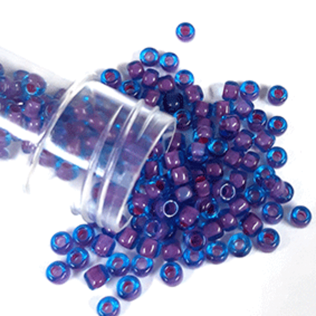 Matsuno size 8 round: 399 - Aqua, purple colour lined (7 grams) image 0