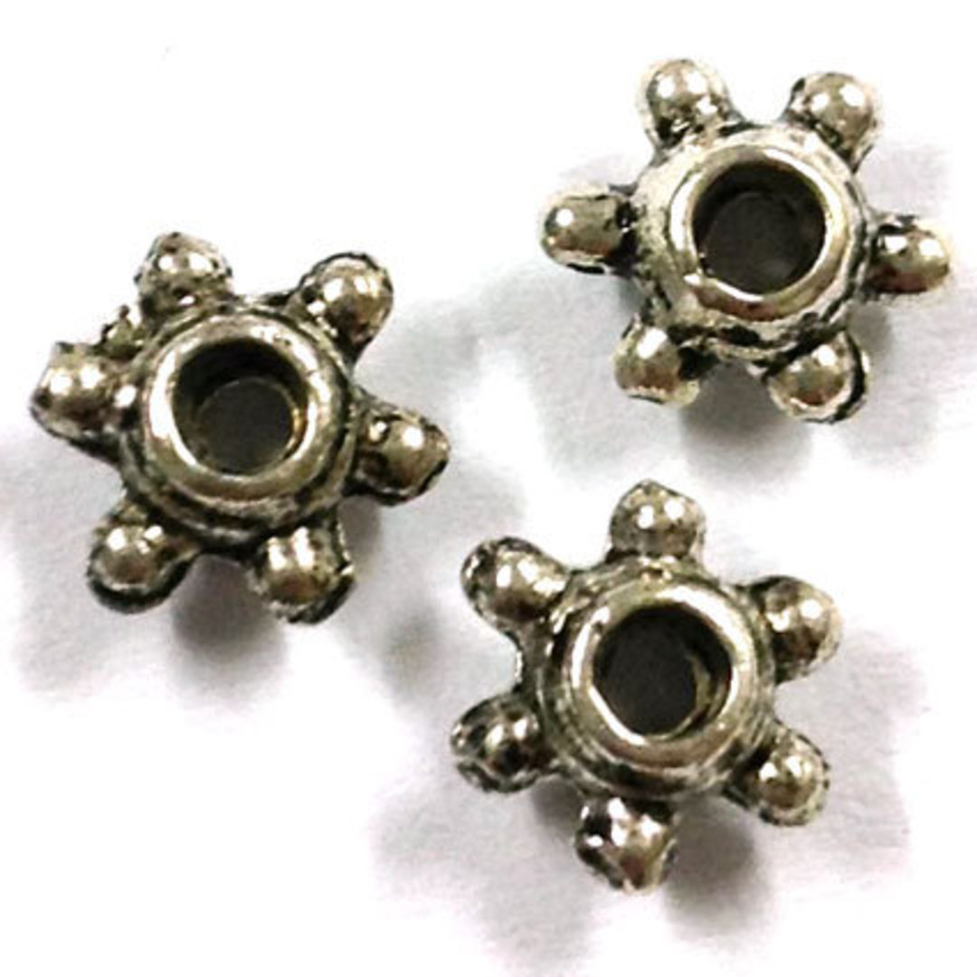 Metal Spacer: 8mm, 6 pointed star - antique silver image 0