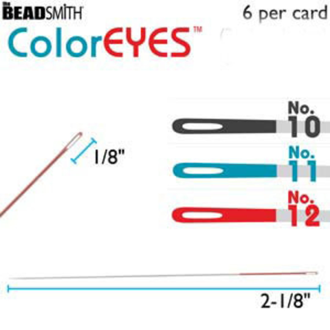 Beadsmith ColourEye Needles, 6 pack: Size 12 (red) image 2