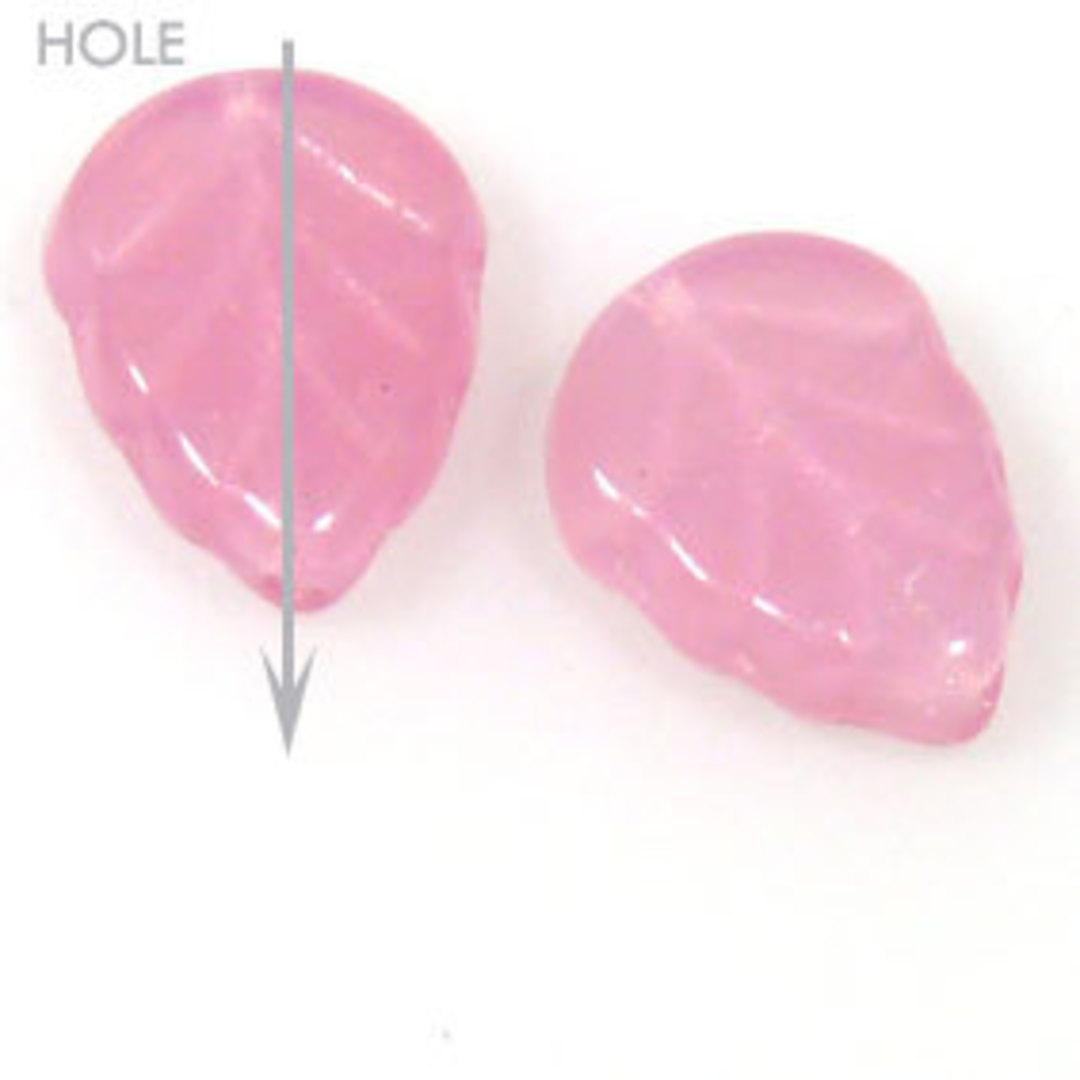 Glass Triangle Leaf, 8mm x 10mm - Pink opaque image 0