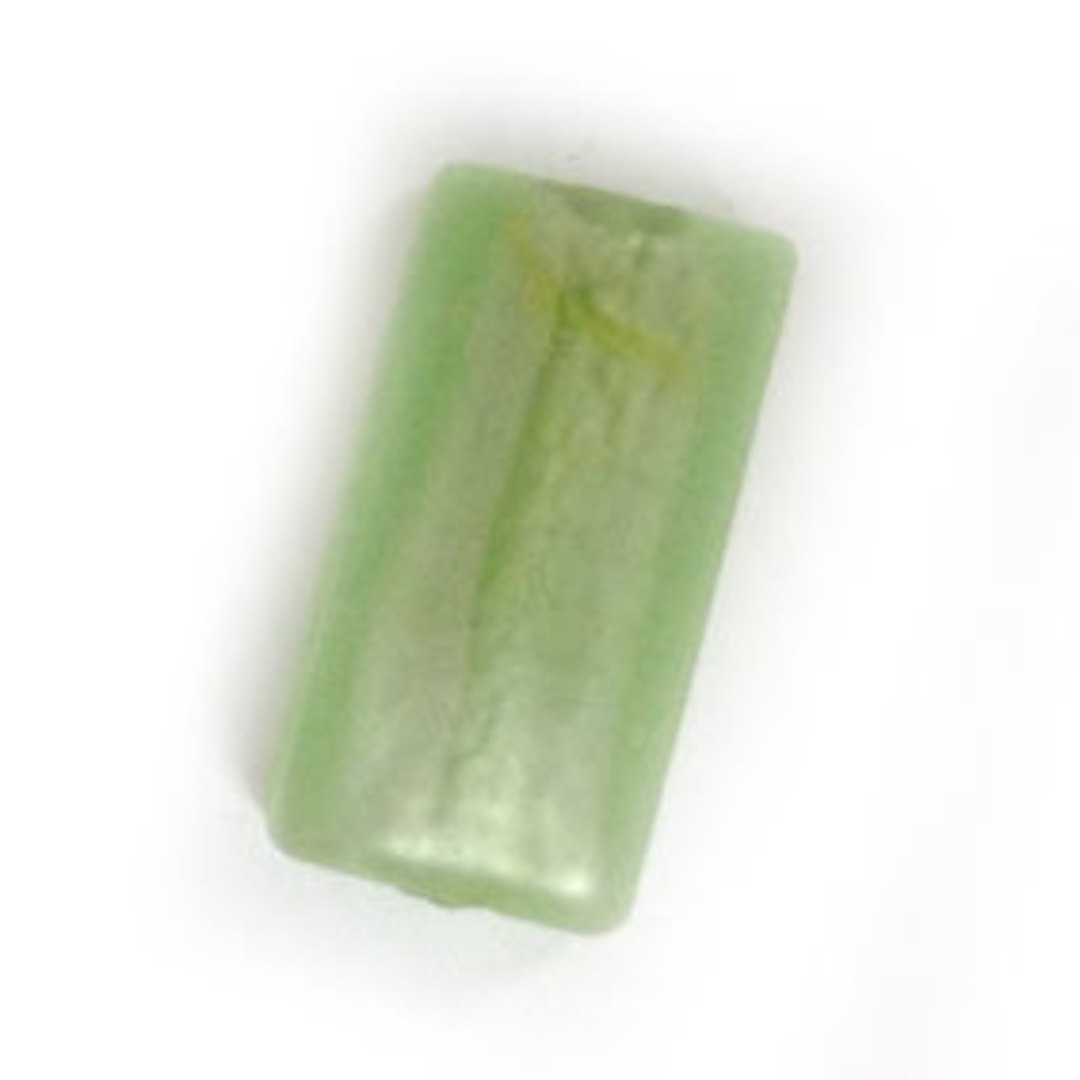 Chinese Lampwork Rectangle (12mm x 24mm): Frosted chrysolite, silver foil core image 0