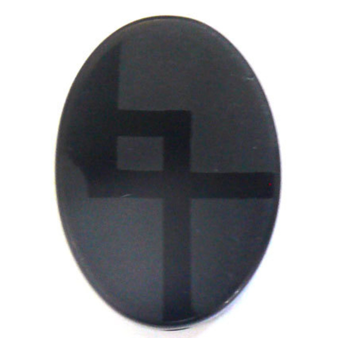 Honed Onyx, flat oval with deco design. 16mm x 19mm image 0