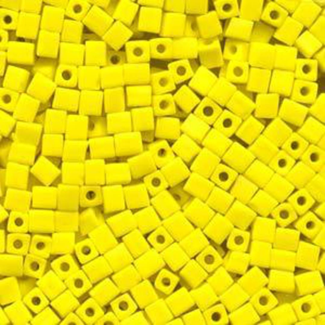 4mm Miyuki Square: 404F - Opaque Frosted Yellow image 0
