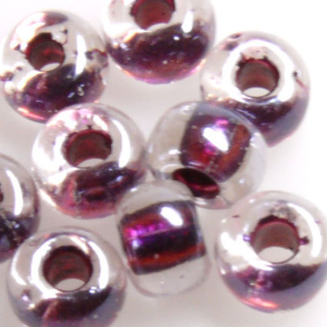 Miyuki size 2 round: 757 - Transparent, Purple/Maroon colour lined  (7 grams) image 0