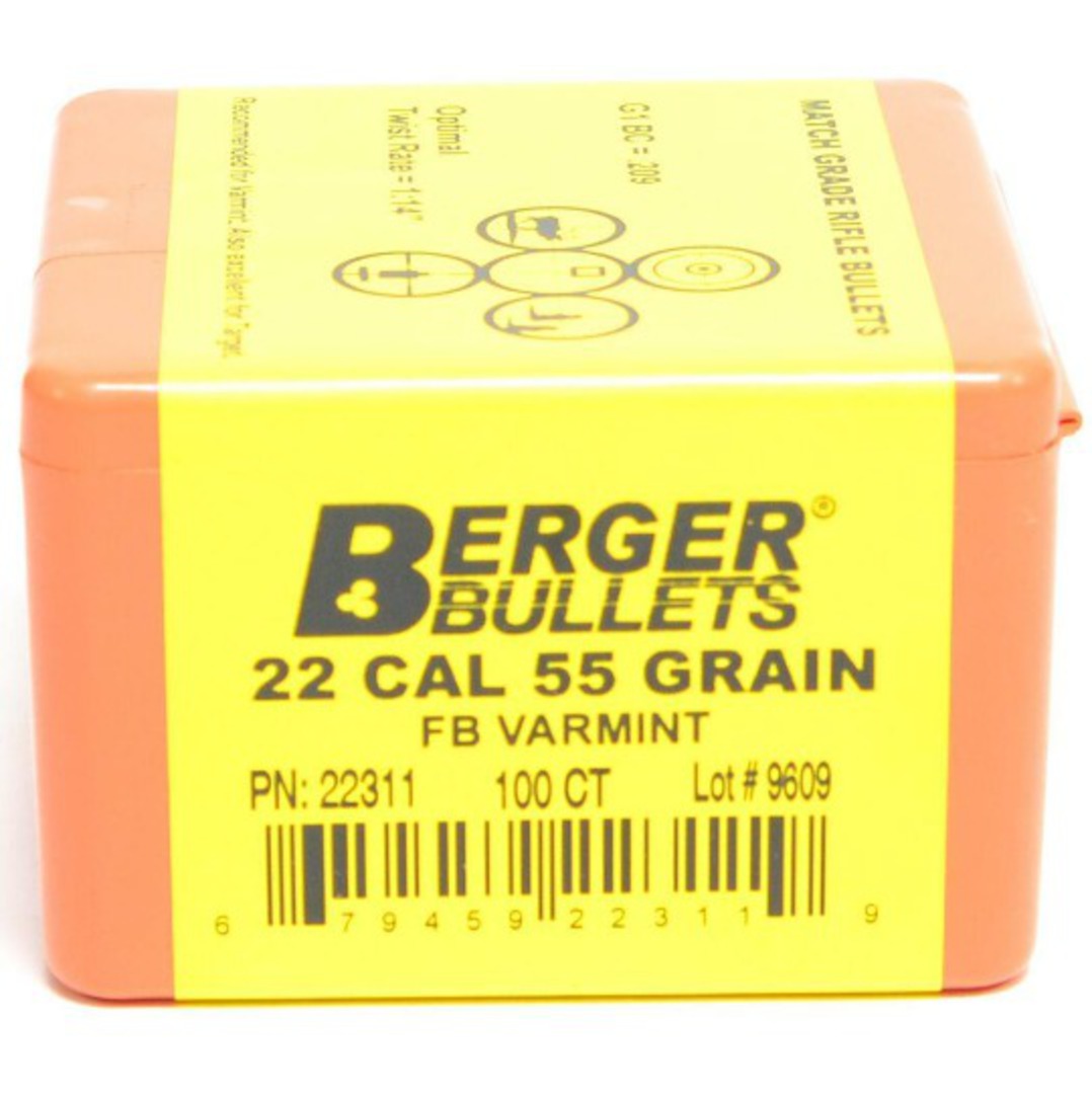 Berger 22cal 55gr Flat Base Varmint x100 image 0