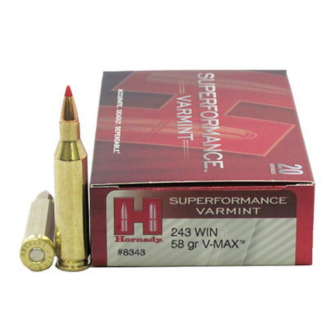 Hornady Superformance 243 Winchester 58gr VMax x20 image 0