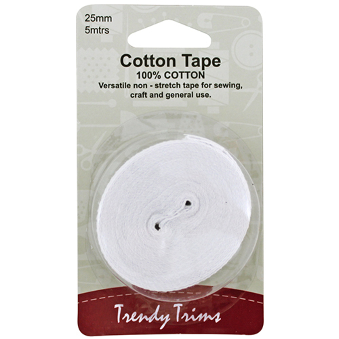 Cotton Tape 25mm White image 0